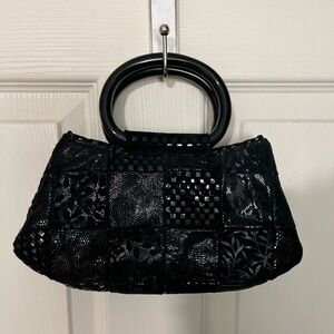 Michelle LALonde gorgeous 11”X9” super soft embossed seude black evening purse